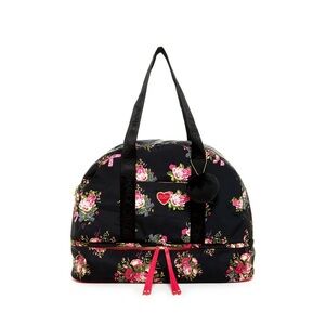 Betsey Johnson Black Floral Travel Bag